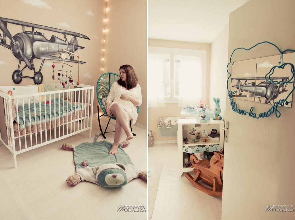 photo chambre bébé tag avion rétro aviateur étoile nuage bleu